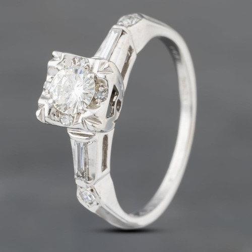 Anello solitario oro bianco - anello,