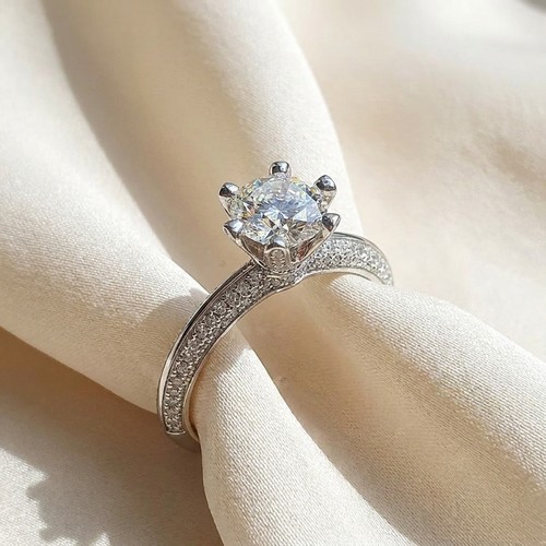 Anello solitario pavé flora - anello,